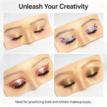 Realistic Silicone Half-Face Makeup Practice Model, Washable Reusable Eye Shadow & Face Art Painting Practice Tool For Cosmetology Learners - Multicolor - View 2
