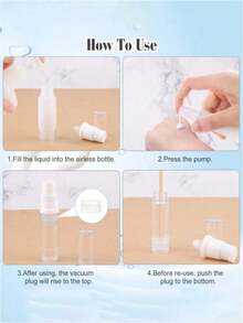 Airless Travel Bottle With Bow & Flower Print,Vacuum Pump Bottle, Portable Clear Spray Bottle,Lotion Bottle,Travel Cosmetic Liquid Container - Multicolor - View 9