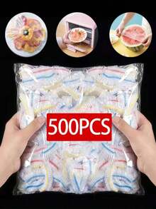 1/50/100/200/300/400/500pcs Disposable Elastic Food Covers, Stretchable Bowl And Plate Lids, Self-Sealing Food Preservation Film, Kitchen Plastic Food Covers, Suitable For BBQ, Camping, Picnic, Party Supplies, Christmas And Halloween Gatherings - Multicolor - View 15