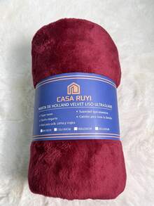 Solid Color Flannel Blanket 100% Polyester High Grammage High Density For Extra Comfort And Warmth - Burgundy - View 5