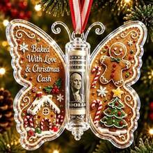 1pc Acrylic Christmas Butterfly Cash Clip Test Tube Gift Box Decoration Butterfly Acrylic Cash Hanging Ornament Tag Money Clip Cash Gift - Multi-color - View 3