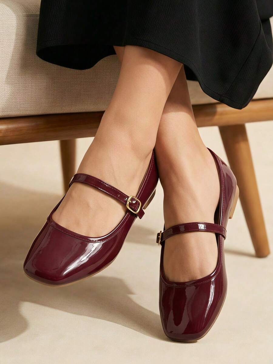 Women Flats - Burgundy - View 1