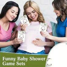 5/20/28/33/58件套嬰兒洗禮遊戲套組，性別揭曉派對互動道具，適用男嬰/女嬰，含50張趣味問答卡、8支記號筆，特色「寶寶長相」遊戲，適合嬰兒洗禮與性別揭曉活動 - 彩色 - 查看 9