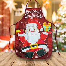 4Pcs Assorted Christmas Cartoon Santa Elf Gift Printed Apron For Holiday Kitchen Baking Family Gathering - Multicolor - View 10