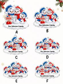 個性化聖誕雪人家庭吊飾，可自定義 3 到 8 位家庭成員姓名與年份文字，家庭姓氏聖誕樹吊飾，家庭團聚與冬季聖誕陪伴主題設計，雪人家庭姓氏與年份圖案，適用於聖誕樹、壁爐架、客廳、玄關與居家節日裝飾，聖誕紀念禮物送給父母、祖父母、家人、情侶與朋友，個性化聖誕禮物，定制聖誕吊飾，家庭聖誕吊飾 - 多色5 - 查看 3