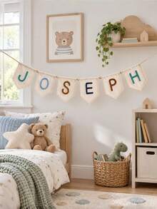 Personalized Baby Banner | Baby Shower Gifts | Fabric Name Banner | Gift For Toddler | Custom Holiday Decor - Multicolor - View 2