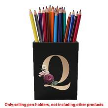 Acrylic Makeup Brush Storage Case Pen Holder Desktop Office Pen Box Study Stationery Organizer Box Dressing Table Storage Brush Holder Suitable For Home School Office Holiday Gift Initial Name 26 Letters Pattern - Black - View 7