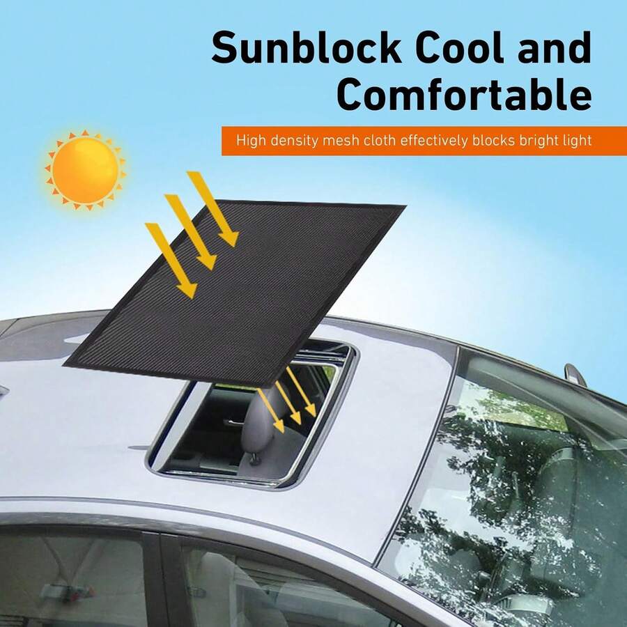 1PC Car Skylight Mosquito Net, Sunroof Insect Screen, Magnetic Adsorption High Density Mesh UV Protection Dustproof Breathable Easy Install Foldable With Storage Bag For Camping Road Trip Car Rest Sleeping Outdoor Car Accessories - Black - View 1