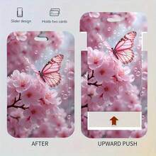 1pc Pink Floral Butterfly Pattern ID Badge Holder With Detachable Lanyard - Perfect For Students, Doctors, Nurses And Professionals In Various Fields - Floral Butterfly Pattern - View 3