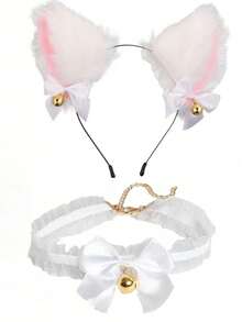 Cat Cosplay Costume - 4pcs Cat Ears And Tail Set, Includes Collar, Paws And Gloves, Suitable For Halloween Costume Accessories - Multicolor - View 9