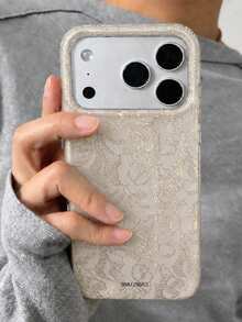 Casing Ponsel Bergaya Vintage Estetika Renda Bunga Berkilau Payet, Kompatibel Dengan iPhone 18 Pro Max 18 Pro 17 Pro Max 17 Pro 17 16 Pro Max 16 Pro 16 15 Pro Max 15 Pro 15 14 Pro Max 14 Pro 14 13 Pro Max 13 Pro 13 12 11, Casing Lembut Berkilau Elegan dengan Pola Riak Air - putih pucat - View 2