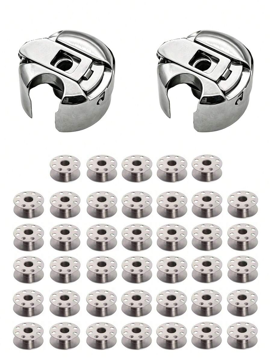 12/30/42PCS Sewing Machine Bobbin Case & Metal Steel Bobbins Set, Heavy‑Duty Sturdy Spool Bobbin Replacement Kit & Repair Supplies, Household Domestic Sewing Machine Parts, Durable Sewing Accessories Compatible For Most Standard Home Sewing Machines. - Multicolor - View 1