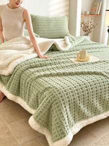 Waffle Fleece Cuffed Style, Skin-Friendly Soft And Comfortable, Suitable For Guest Bedroom, Machine Washable - Pastel Green - View 5