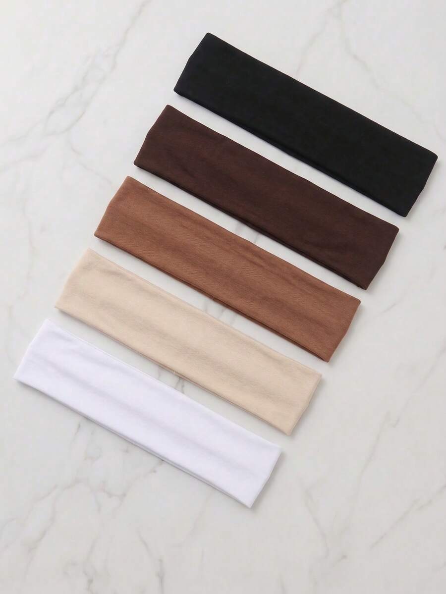 1/5pcs Women's Wide Headband,Soft Comfortable Elastic Non-Slip Neutral Solid Color Headscarf,Suitable For Yoga,Fitness
