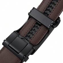 Genuine Leather Automatic Buckle Belt For Men, Cowhide Formal Belt, Simple Business Style, Adjustable Length, Ideal Gift Choice For Summer, Autumn, Christmas And Winter - 163-186 - View 10