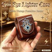 Portable Vintage Lighter Protective Case, Hamsa Hand Evil Eye Decorative Lighter Sleeve With Belt Clip, Wear-Resistant Lighter Storage Bag, Suitable For Daily Outdoor Use, Compact Pocket Carry Lighter Case, Scratch-Resistant Protective Shell, Ideal Gift - Multicolor - View 4