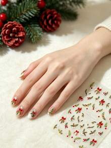 1pc 3D Embossed Christmas Nail Art Stickers, Cute Sweet Autumn Nail Decals - Multicolor - View 4