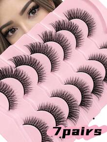 7 Pairs Natural Full Strip False Eyelashes, Soft Lightweight & Reusable Natural-Looking Lashes, Comfortable Eye-Enhancing Eyelashes For Everyday Wear, Date Makeup & Daily Beauty Looks - View 1