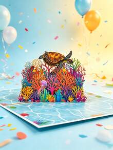 Custom 3D Ocean Style Greeting Cards, Shells, Starfish, Coral, Blue, Ocean Theme. Pattern, Holiday Greeting Card Set/Blank Inner Pages Customizable | Suitable For Holidays, Parties, Event Invitations | First Choice For Holiday Gifts - Single Piece - View 8