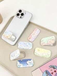 Multiple Mirror Phone Stand Backs With Adhesive Stickers For Rear Support. The Back Of The Shell Is Covered With Small Transparent Vertical Makeup Accessories That Resemble Traditional Chinese Paintings. - Multicolor - View 3