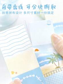 Patchwork Sticky Notes Series Summer Theme Planner Decorative Paper Non-Adhesive Material For Notebooks, Diaries, Planners, Back To School Season, School Opening Season - one-size - View 7