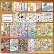 1pc Miniature Scene Collection Book 9.0 City House Landscape Multi-Style Fun DIY Sticker Material, With Positioning Lines And Sticker Partition, Scrapbook Supplies Notebook Accessories, Back To School Stickers, School Supplies - Sticker Book - View 9