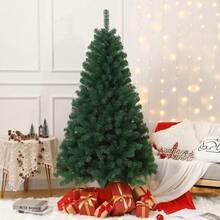Artificial Christmas Tree, PVC Tip Fully Hinged Spruce Tree With Foldable Metal Stand, Easy To Assemble, Suitable For Home Office Holiday Party Indoor And Outdoor Decoration (Green) - Green - View 2