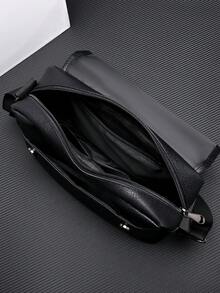 Men's Retro Soft Leather Mailman Bag Flip Cover Large Capacity Crossbody Bag Business Casual Briefcase Shoulder Bag - Black - View 8
