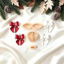 Christmas Theme Polymer Clay Cutter, Christmas Duck, Bow, Candy Cane Shaped Clay Mold Set, Christmas Atmosphere Earring Making Tools, Soft Clay Jewelry Making Mold - Apricot - View 2