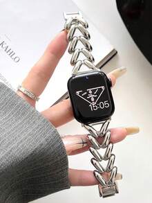 1pc Minimalist Fashion Delicate Watch Band, Suitable For Daily Casual Wear (Watch Not Included) - Silver - View 1