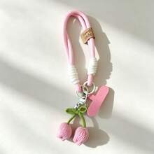 1pc Tulip Knitted Pendant Phone Lanyard Wrist Strap, Creative Handheld Anti-Loss Anti-Drop Portable Bracelet, Woven Design, Soft Detachable, Suitable For DIY Phone Lanyard And Phone Case Decoration, Perfect Gift For Friends/Bag Charm - Multicolor - View 13