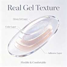 20 miếng dán móng gel kim tuyến mùa thu, miếng dán móng gel bán cứng sấy bằng đèn UV, miếng bọc móng trong suốt lấp lánh, bộ làm móng DIY bền màu - trắng - Xem 3