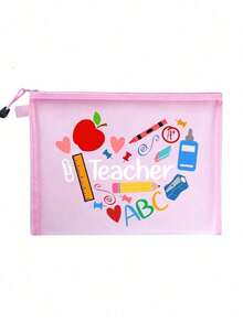 Tas Penyimpanan Jaring Bermotif Hati Lucu untuk Guru, Tas Organizer Makeup & Alat Tulis Portabel untuk Perjalanan, Hadiah Terima Kasih yang Ideal untuk Guru - MultiWarna - View 12