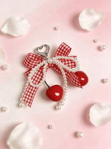 1pc Elegant Cute Zinc Alloy Bowknot Pearl Pendant Phone Case Keychain All Seasons - Multicolor - View 5