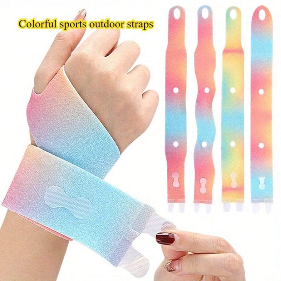 1pc Color Wrist Band, Elastic Adjustable Wrist Band For Sports, Running, Basketball, And Lightweight Elastic Band For Ankle Protection, Suitable For Play Badminton, Tennis And Other Outdoor Sports - Multicolor - View 1