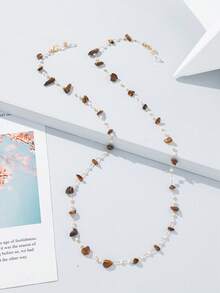 1pc Color Block Stone Glasses Chain Suitable For Daily Wear - Brown - View 4