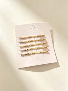 5pcs Solid Color Minimalist Straight Hair Clips, DIY Low-Key Versatile Style - Multicolor - View 6