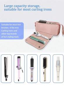 Heat-Resistant Hairdressing Tool Storage Bag - Travel Felt Organizer Bag With Heat-Insulating Pad, Compact Storage Pouch For Curling Iron, Hair Straightener, Flat Iron, Blow Dryer And Styling Tools, Multi-Compartment Design, Travel Hair Accessories, Fashionable Design, Zipper Closure, Straightener And Curler Set, Pencil Case, Convenient For Travel - Multicolor - View 6