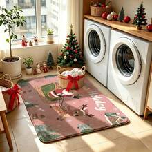 1pc Christmas Santa Claus & Reindeer Print Floor Mat, Non-Slip Durable, Easy To Clean, Multiple Sizes Available, Suitable For Entryway, Hallway, Bedroom, Bathroom, Living Room, Corridor, Balcony, Holiday Decoration Mat - Multicolor - View 8