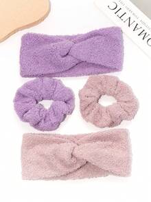 8pcs Autumn/Winter Fluffy Headband And Hair Tie Set, Versatile Daily Wear For Face Washing And Makeup - Multicolor - View 5