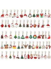 10pcs/Set[10 Random Style Keychains + 10 Cards + 10 Mesh Bags] Christmas Theme Keychains, With Santa Claus, Snowman, Gingerbread Man, Bell, Reindeer And Other Designs, With Christmas Hug Greeting Card And Blessing Message, Random Keychain Styles - Multicolor - View 5