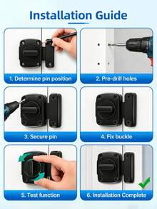 1pc Zinc Alloy Rotating Door Lock, Flip Twist Door Latch Lock, Left/Right Universal Security Sliding Lock, With Installation Screws, Waterproof Privacy Lock, Suitable For Bathroom, Bedroom, Cabinet, Pet Cage, Door - Multi-color - View 9
