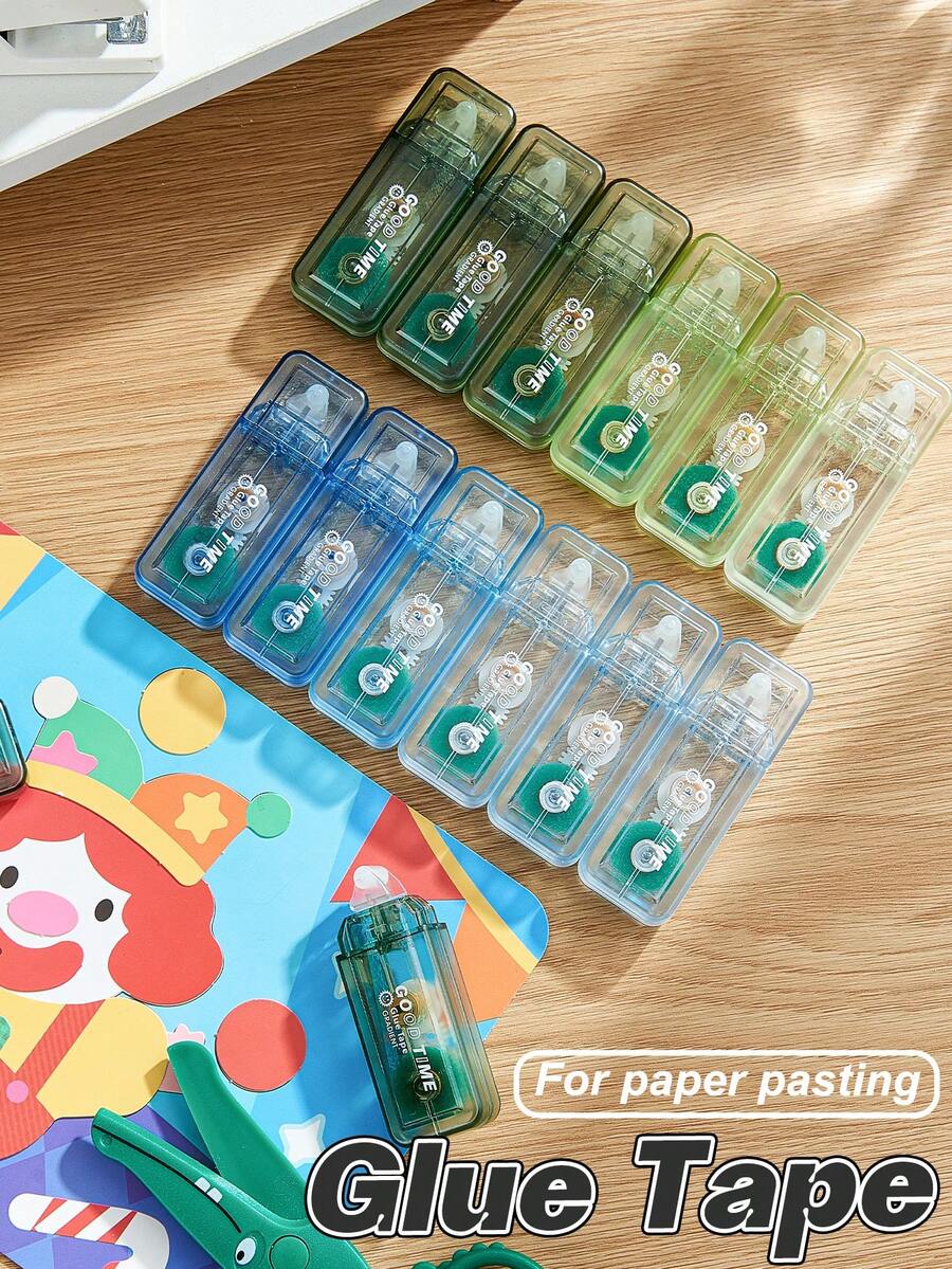 12/6Pcs Gradient Color Mini Dot Glue Tape, Smooth Quick Dry Tear Resistant No Mess Double Sided Adhesive Roller For Students Office Workers Back To School,Portable Instant Sticking For Journaling Planner Scrapbooking Crafting Photos Cards DIY - Sets - View 1