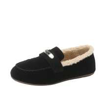 Suede Bow Loafers, Vintage Commuter Flat Shoes, Soft Sole Comfortable Slip-On Shoes, Versatile Daily Women's Shoes - Black - View 2