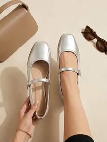 Women Flats - Silver - View 1