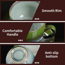 Classic Ceramic 2-Piece Coffee Cup And Saucer Set, Retro Color Series, Suitable For Home Or Cafe, Dishwasher, Microwave, Oven And Refrigerator - Multicolor - View 7