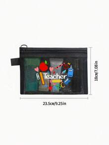 Tas Penyimpanan Jaring Bermotif Hati Lucu untuk Guru, Tas Organizer Makeup & Alat Tulis Portabel untuk Perjalanan, Hadiah Terima Kasih yang Ideal untuk Guru - MultiWarna - View 11