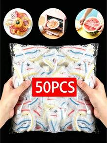 1/50/100/200/300/400/500pcs Disposable Elastic Food Covers, Stretchable Bowl And Plate Lids, Self-Sealing Food Preservation Film, Kitchen Plastic Food Covers, Suitable For BBQ, Camping, Picnic, Party Supplies, Christmas And Halloween Gatherings - Multicolor - View 10