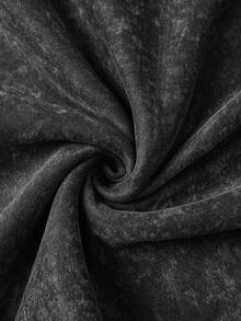 Men's Washed Distressed Hoodie With BALANCE Brain & Heart Print, Kangaroo Pocket And Drawstring Hood - Dark Grey - View 4