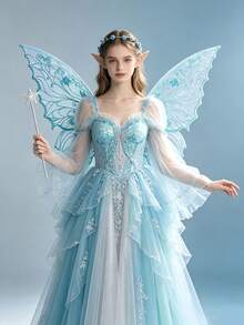 Colorful Laser Double-Layer Butterfly Wings Back Decor, Forest Style Fairy Wings Girl Birthday Party Photo Prop, Halloween Cosplay Fairy Angel Wings Accessory - View 8